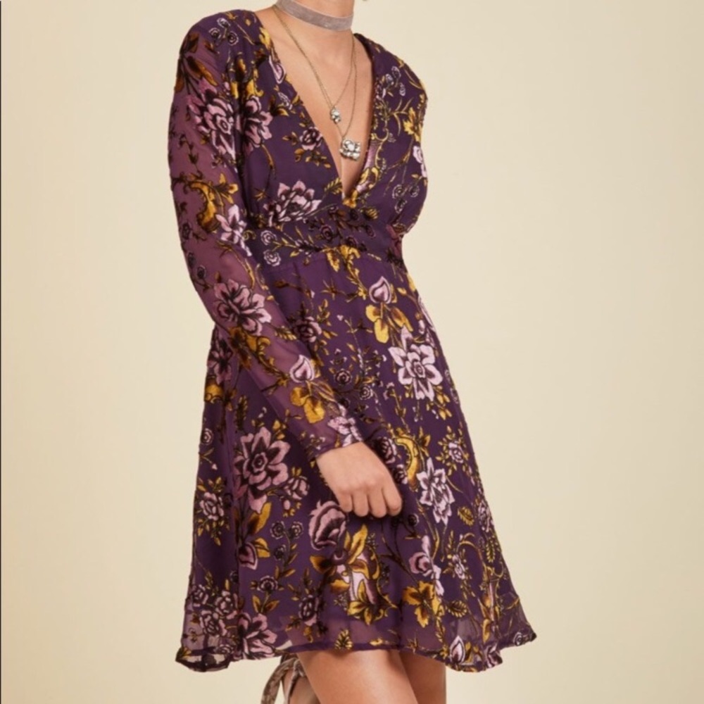 Pink Martini Collection purple floral dress S NWT